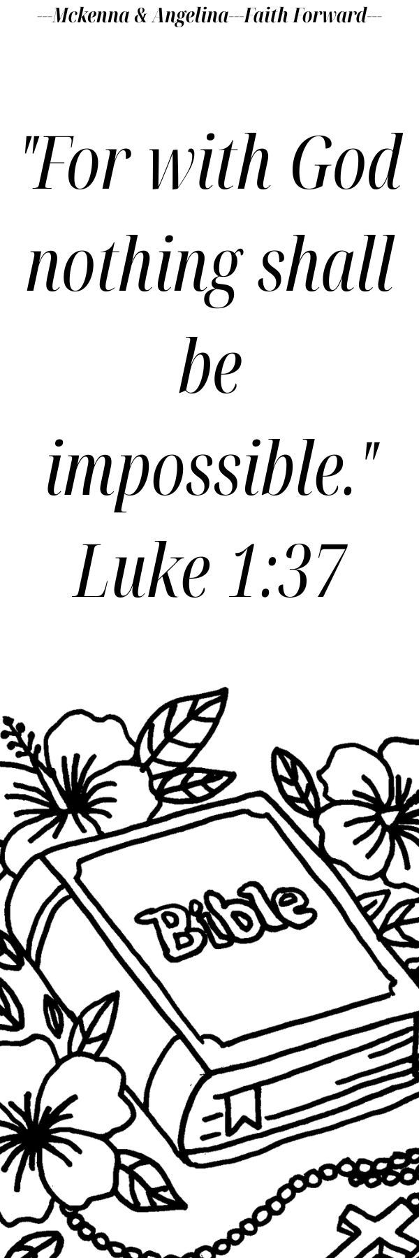 A bookmark featuring the verse Luke 1:37.